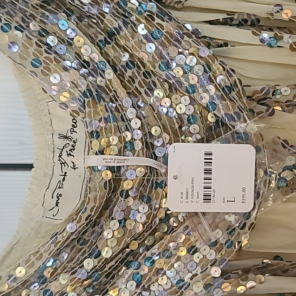 Jen's Pirate Booty Cream Maxi Skirt with Silver Sequin Embellishment - Picture 4 of 6